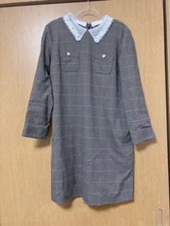 Eastboy Venus 茶色 チェック柄 レース襟 長袖ワンピースのサムネイル