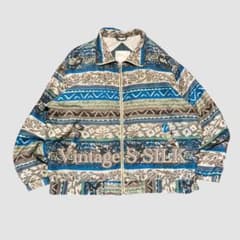 90s Vintage Jacketシルク製 S y2kテックストリート短丈総柄のサムネイル