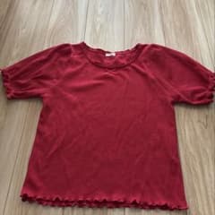 赤 フリル付き 半袖Tシャツのサムネイル