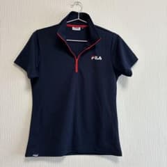 FILA GOLF レディース ハーフジップシャツ ネイビー Lのサムネイル