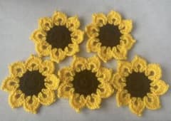 ひまわりデザイン 花 フラワーコースター5枚セットのサムネイル
