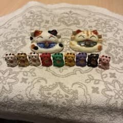 招き猫置物セット 陶器製のサムネイル