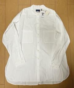 BLUE BLUE JAPAN ノーカラーバンドカラー長袖シャツ XL 白 新品 - 5
