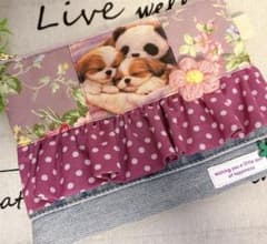 【専用お取り置き】handmade＊お花モチーフ❤️水玉フリルのシーズー⭐️ポーチ handmade＊お花モチーフ❤️水玉フリルのシーズーちゃん⭐️ぺたんこ