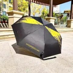 PORSCHE BLACK【傘】UMBRELLA 折り畳み　黒 PORSCHE GT4 RS BLACK 傘 UMBRELLA 折り畳み 黒黄 - メルカリ