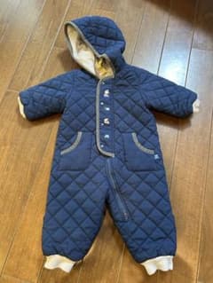 ファミリア ネイビー キルティング アウター ジャンプスーツ 70 ロンパース
