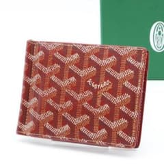 【極美品】GOYARD サントマ　マネークリップ　二つ折り財布　赤　ヘリンボーン 極美品】GOYARD サントマ マネークリップ 二つ折り財布 赤