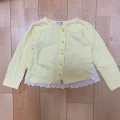 カーディガン カットソー 120 レモンイエロー 綿100のサムネイル