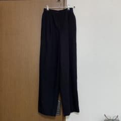 タックパンツ ワイドパンツ ウエストゴム 黒 古着屋 vintage 低身長のサムネイル