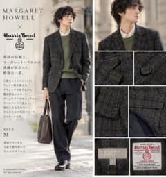 マーガレットハウエル × ハリスツイード チェックツイードジャケット M 極美品