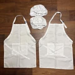 キッズ用 エプロン＆帽子 2セット ホワイトのサムネイル