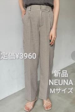 新品 NEUNA 千鳥格子 セミワイド ハイウエストパンツ スラックス M