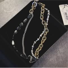 ドリスヴァンノッテン 23AW本人期　ブラックストーンチェーンネックレス ドリスヴァンノッテン 23AW本人期 ブラックストーンチェーンネックレス