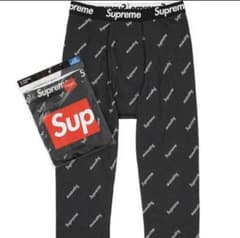 Supreme Hanes Thermal pants Black Mサイズのサムネイル