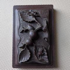 【未使用/80sソウル2万購入】高級 立体彫刻 蓋付き硯 どんぐり蛙 落款あり 未使用/80sソウル2万購入】高級 立体彫刻 蓋付き硯 どんぐり蛙 落款