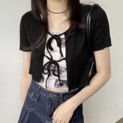 wonderwonder クロップ リブカーディガンのサムネイル