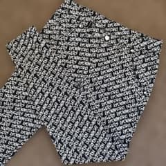 防寒 蓄熱 裏地付き パーリーゲイツ パンツ 総柄 M〜L相当 紺 白