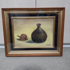 静物画 野菜モチーフ 油彩画 額装 J.Tanaka 油彩画 静物画 壺と果実 額装 - メルカリ