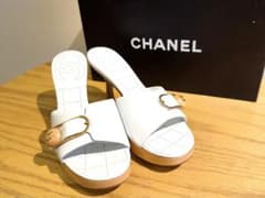 【CHANEL】シャネル サンダル 白 34.5 21.5cm 未使用のサムネイル
