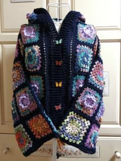 オパール毛糸/お花モチーフのショート丈カーディガン‪✿のサムネイル