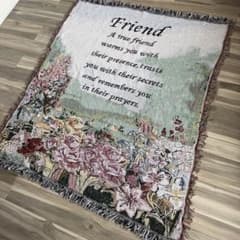 90s ビンテージラグ メッセージ マルチカバー タペストリー 薔薇