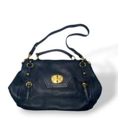 美品 miumiu ネイビー ショルダーバッグ ゴールド金具 レザー 大容量 