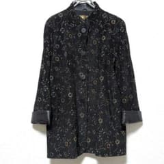ROZEN レザーコート 豚革 花柄 パンチング スタンドカラー 黒 美品 春 