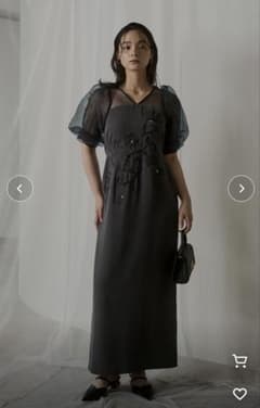 Puffsleeve embroidery dress グレー Mのサムネイル