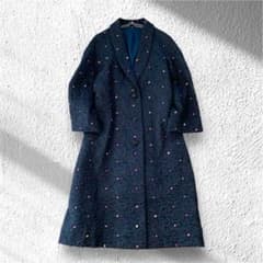 【カワモトドレス】ロングコート 刺繡デザイン フルボタン 内ポケット F