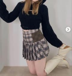 andmary coco check pleats skirt beige m - メルカリ