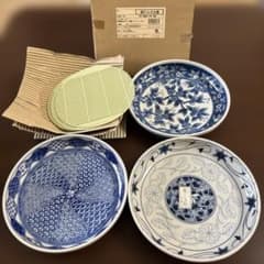 美濃焼 吾山窯 藍古染 マルチ麺皿 3柄組のサムネイル