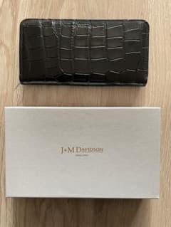 J&M DAVIDSON ラウンドジップ長財布 クロコ風型押し ブラック 黒 
