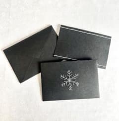 刺繍 ミニ封筒・メッセージカード 雪の結晶 ホワイト 紙刺繍のサムネイル