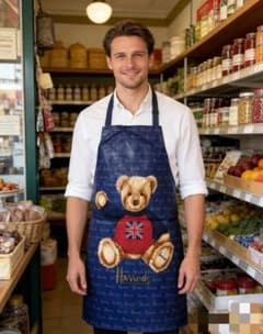 英国 Harrodsクラシックベア PVCエプロン防水防油 キッチンエプロン
