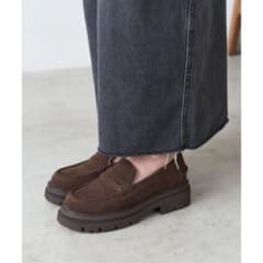 ルタロン アツゾコモールドローファー ブラウン スエード 厚底24cm 
