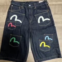 EVISU エヴィス デニムハーフパンツ マルチカラー カモメペイントのサムネイル