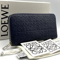 極美品✨箱✨LOEWE ロエベ 長財布 アナグラム ラウンドジップ ネイビー
