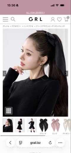 ブラックサテンリボンヘアアクセサリー　GRLのサムネイル
