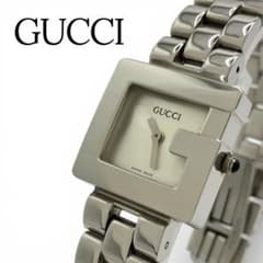 ❣️GUCCI シルバー スクエアフェイス ダイア腕時計美品❣️箱有お値下げ 美品】 GUCCI 腕時計 稼働品 スクエア Gフェイス シルバー文字盤