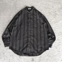 90s OLD アニエスベー ストライプ 黒 バンドカラーシャツ 日本製 90s OLD アニエスベー ストライプ 黒 バンドカラーシャツ 日本製