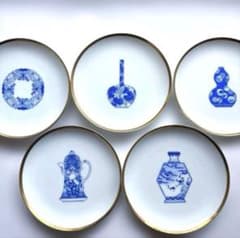 新品未使用品】深川製磁 ブルーチャイナ 小皿 5枚セット 金縁 - メルカリ