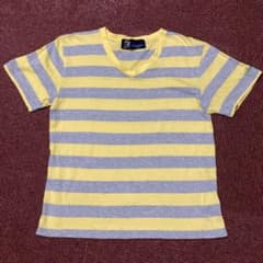 FAT ボーダー柄 Vネック Tシャツ