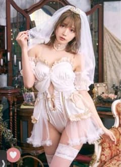 シャンパンブライド花嫁ウェディング風コスチューム ホワイト サテン レースのサムネイル