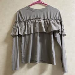 RETRO GIRL 長袖Tシャツ　フリル　グレーのサムネイル