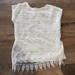 H&M キッズ レース トップス ホワイト 120-130のサムネイル