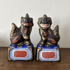古い 土人形 獅子と狛犬 郷土人形 古道具 アンティーク オブジェ 土人形 狛犬 獅子 富山 阿吽 一対 郷土玩具 - メルカリ