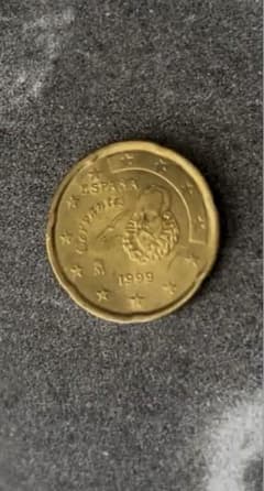 アンティーク硬貨 スペイン 20ユーロセント 1999年 セルバンテス 希少
