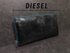 DIESEL 長財布 ラウンドファスナー ブラック×ブルーのサムネイル