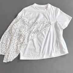 美品 サカイ ドットスカーフドッキングTシャツ 半袖 白 アシンメトリー vf8 美品 サカイ ドットスカーフドッキングTシャツ 半袖 白 アシンメトリー