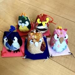 ハンドメイド布製 フクロウのぬいぐるみ 5個セットのサムネイル